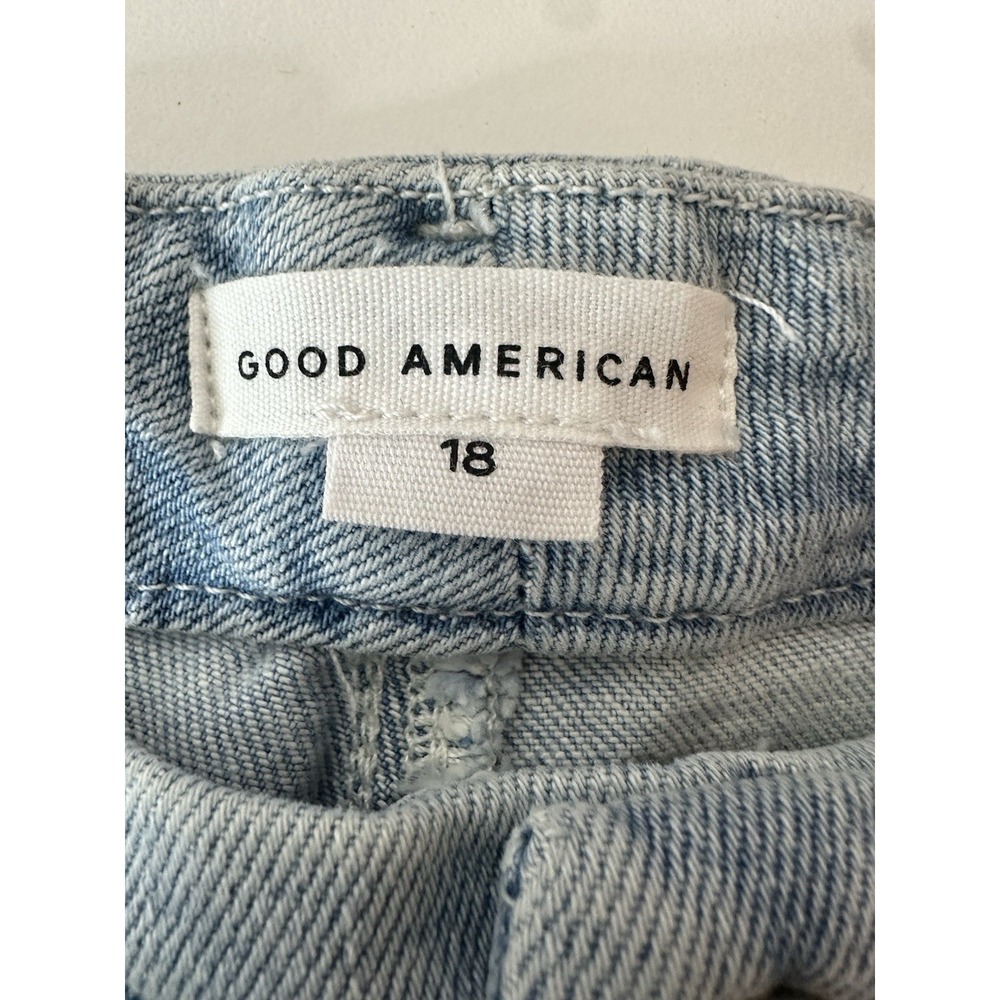 New Good American Jeans GOOD LEGS CROPPED Women's Size 18 Plus Blue Distressed - Picture 3 of 11